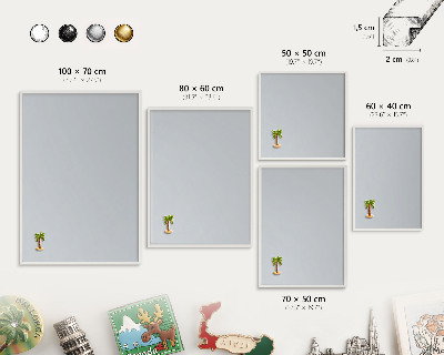 Magnetic board for travel magnets in a white frame Light gray