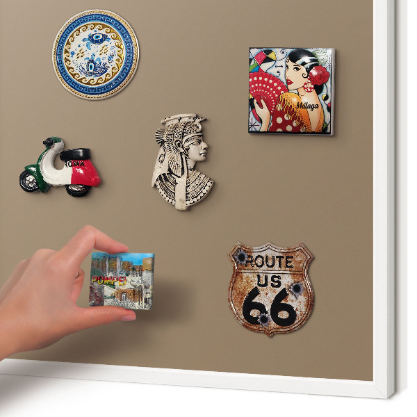 Decorative magnet board with a white frame Neutral brown