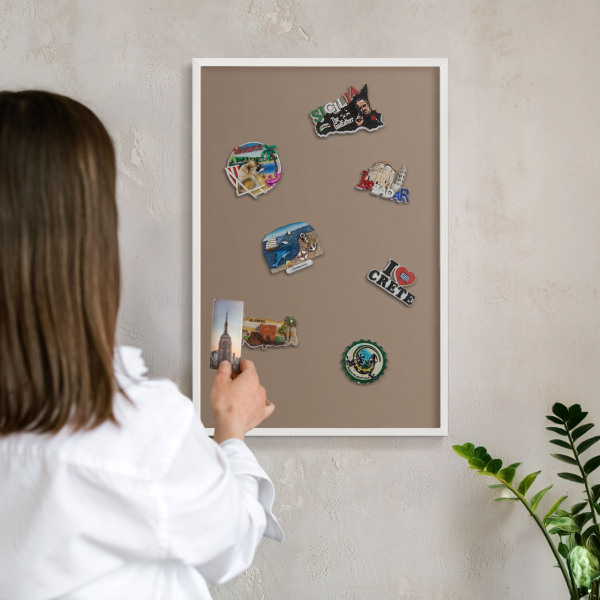 Decorative magnet board with a white frame Neutral brown