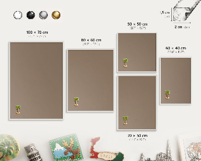 Decorative magnet board with a white frame Neutral brown