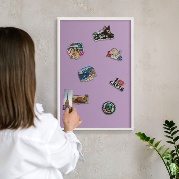 Decorative magnet board with a white frame Light purple
