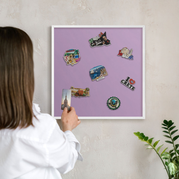 Decorative magnet board with a white frame Light purple