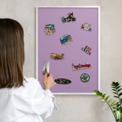 Decorative magnet board with a white frame Light purple