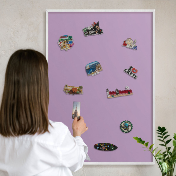 Decorative magnet board with a white frame Light purple