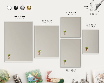 Magnetic board for travel magnets in a white frame Warm stone