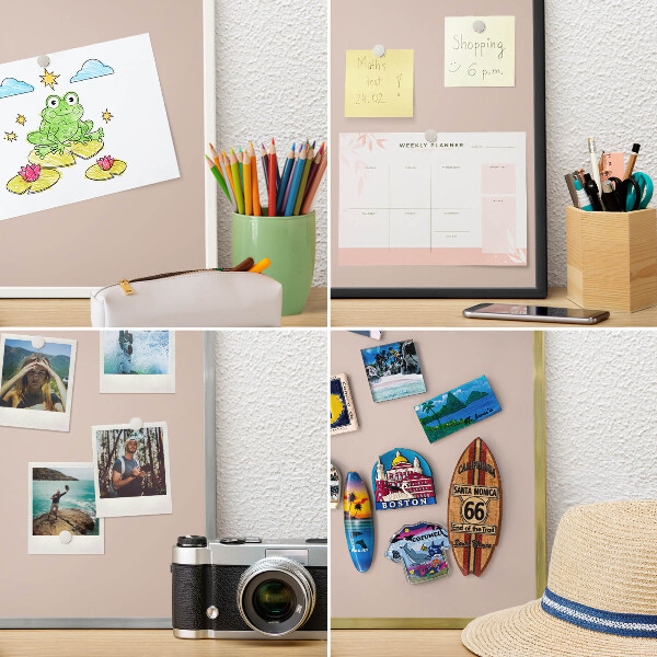 Decorative magnet board with a white frame Beige pink