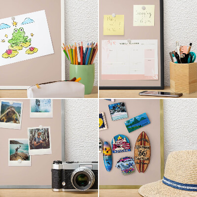Decorative magnet board with a white frame Beige pink