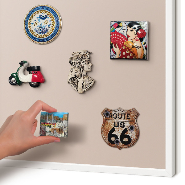 Decorative magnet board with a white frame Beige pink
