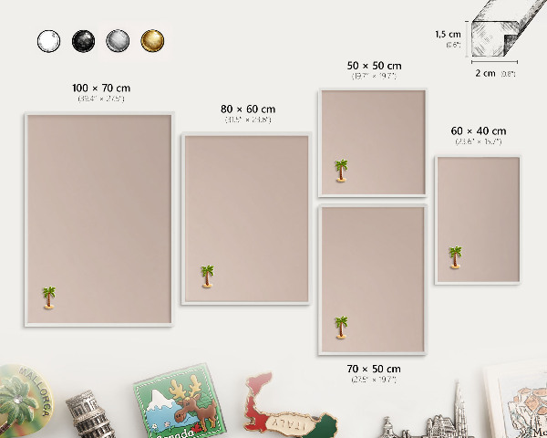Decorative magnet board with a white frame Beige pink