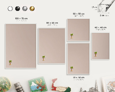 Decorative magnet board with a white frame Beige pink