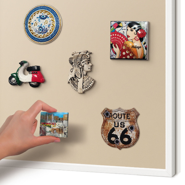 Decorative magnet board with a white frame Beige orange
