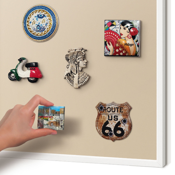 Decorative magnet board with a white frame Beige orange