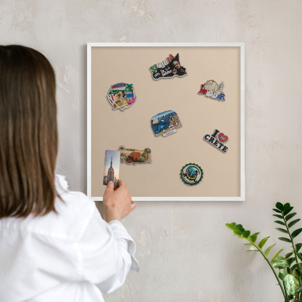 Decorative magnet board with a white frame Beige orange