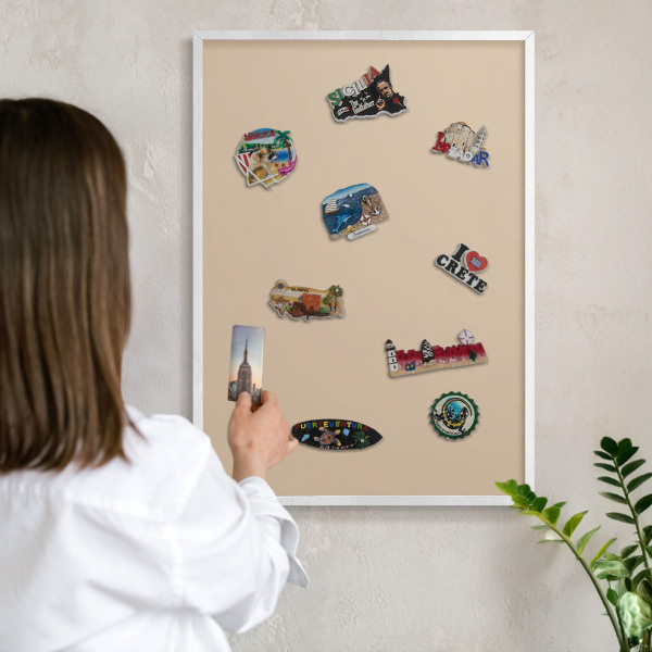 Decorative magnet board with a white frame Beige orange