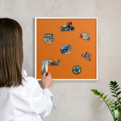 Decorative magnet board with a white frame Strong orange