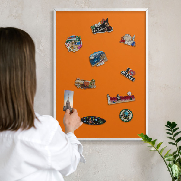 Decorative magnet board with a white frame Strong orange
