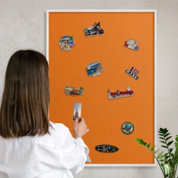 Decorative magnet board with a white frame Strong orange