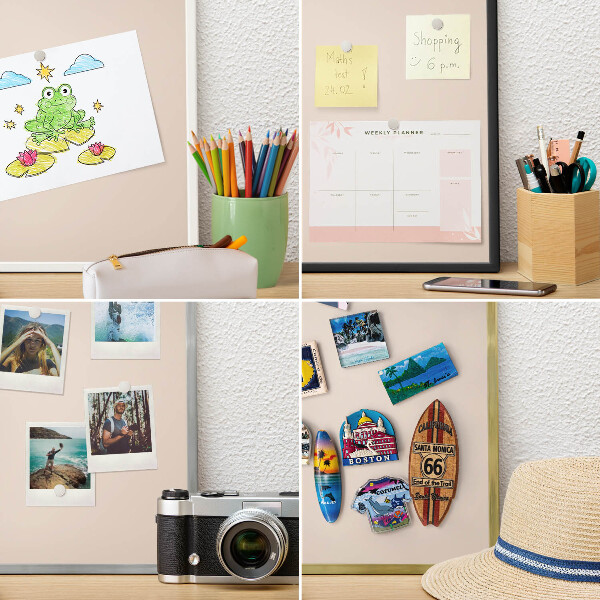 Decorative magnet board with a white frame Warm beige