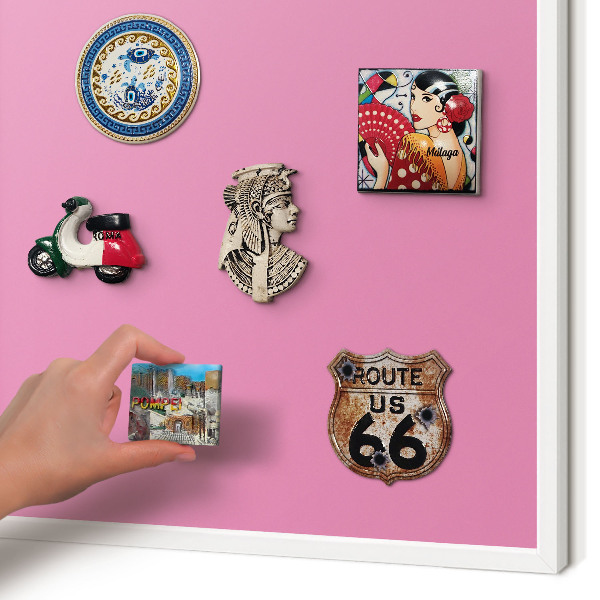 Magnetic board for travel magnets in a white frame Cool pink