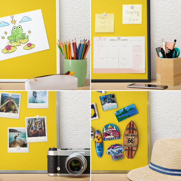 Decorative magnet board with a white frame Intense yellow