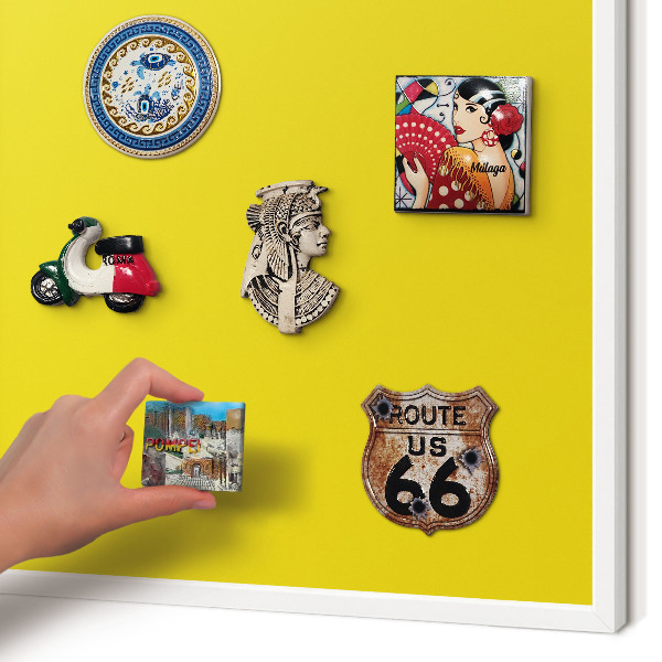 Decorative magnet board with a white frame Intense yellow