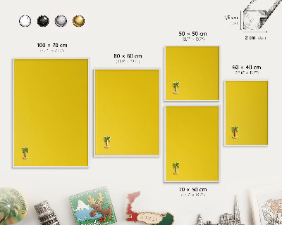 Decorative magnet board with a white frame Intense yellow