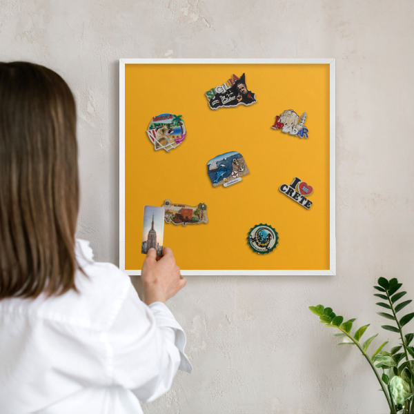 Decorative magnet board with a white frame Vivid orange