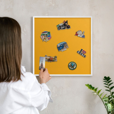 Decorative magnet board with a white frame Vivid orange