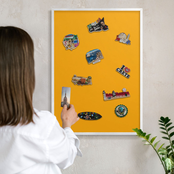 Decorative magnet board with a white frame Vivid orange