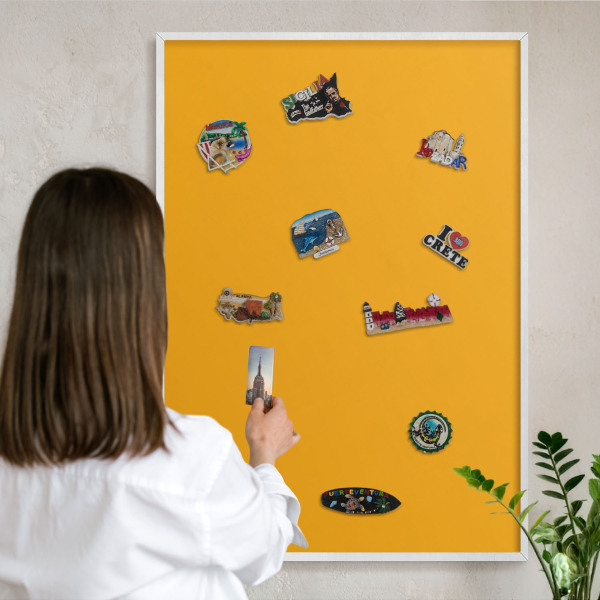Decorative magnet board with a white frame Vivid orange