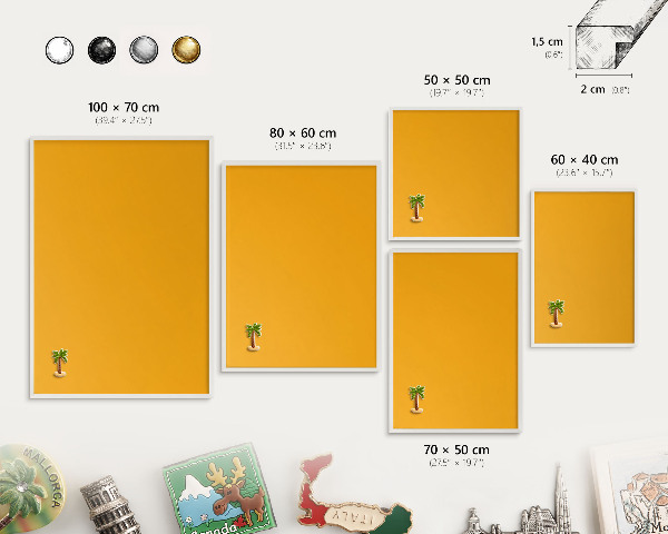 Decorative magnet board with a white frame Vivid orange