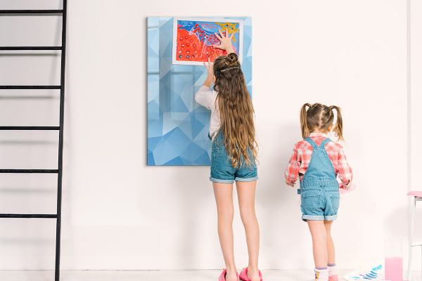 Dry erase board magnetic Modern photo board in blue
