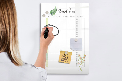 Magnetic dry erase board Meal plan for each week