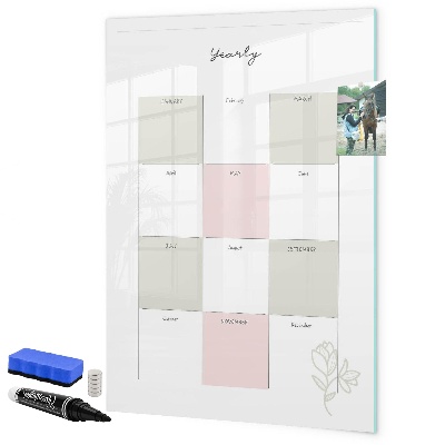 Dry erase board magnetic Annual planner with space for photos