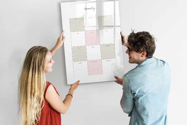 Dry erase board magnetic Annual planner with space for photos