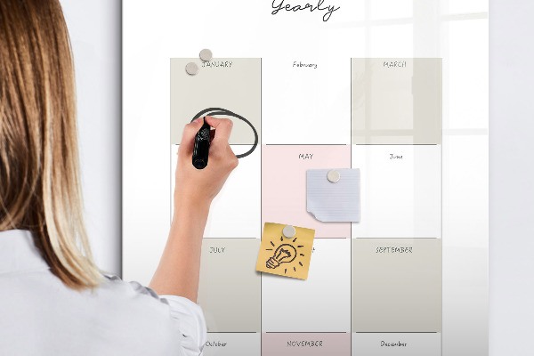 Dry erase board magnetic Annual planner with space for photos