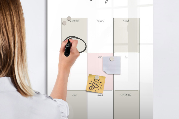 Dry erase board magnetic Annual planner with space for photos