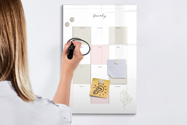 Dry erase board magnetic Annual planner with space for photos