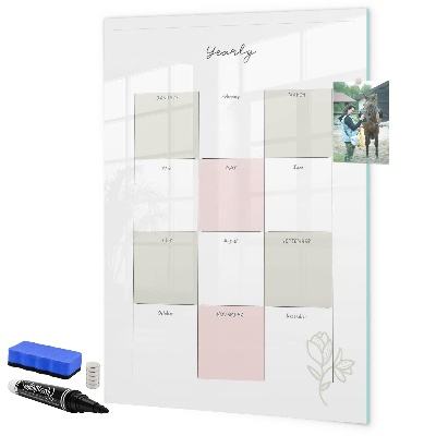 Dry erase board magnetic Annual planner with space for photos
