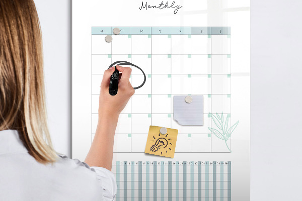 Magnetic dry erase board Monthly planner with space for photos