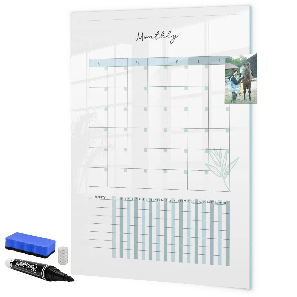 Magnetic dry erase board Monthly planner with space for photos