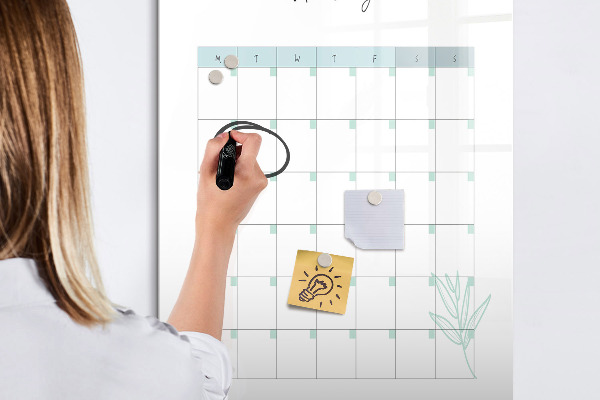 Magnetic dry erase board Monthly planner with space for photos