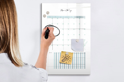 Magnetic dry erase board Monthly planner with space for photos