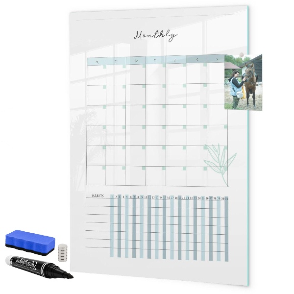 Magnetic dry erase board Monthly planner with space for photos