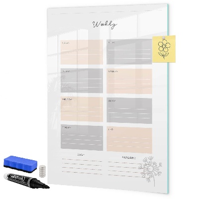 Dry erase board magnetic Weekly planner with space for photos