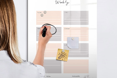 Dry erase board magnetic Weekly planner with space for photos