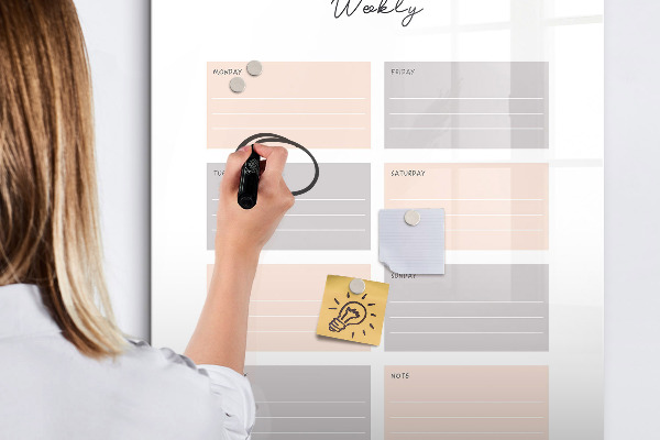 Dry erase board magnetic Weekly planner with space for photos