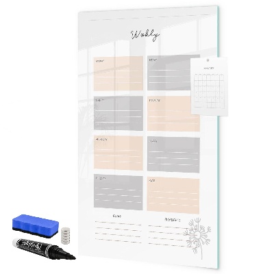 Dry erase board magnetic Weekly planner with space for photos