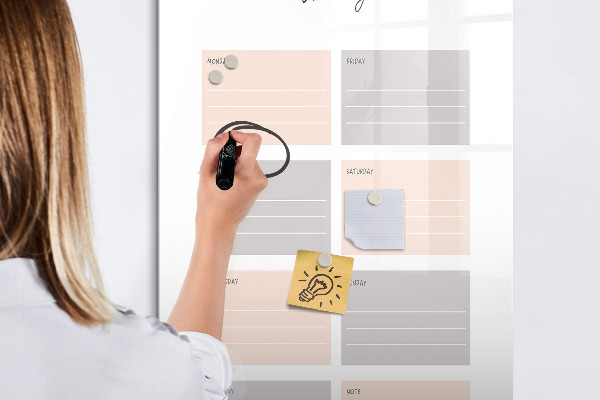 Dry erase board magnetic Weekly planner with space for photos