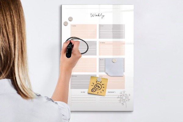Dry erase board magnetic Weekly planner with space for photos
